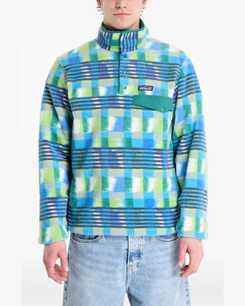 Patagonia check-pattern fleece pullover - Blau Blau