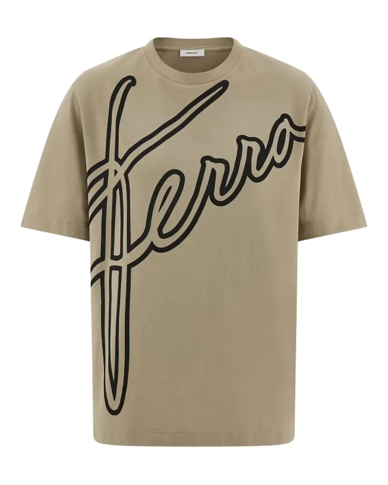 Ferragamo Oversized-T-Shirt mit grafischem Print - Nude Nude