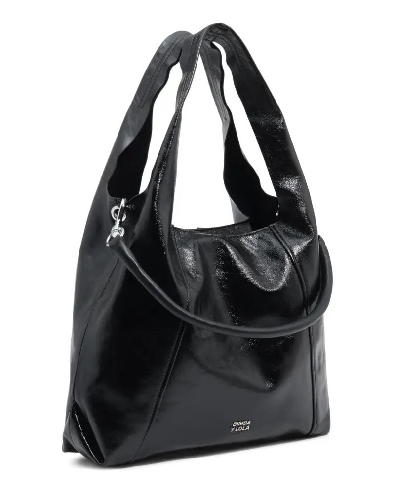 BIMBA Y LOLA Große Papiertasche aus Leder - Schwarz Schwarz
