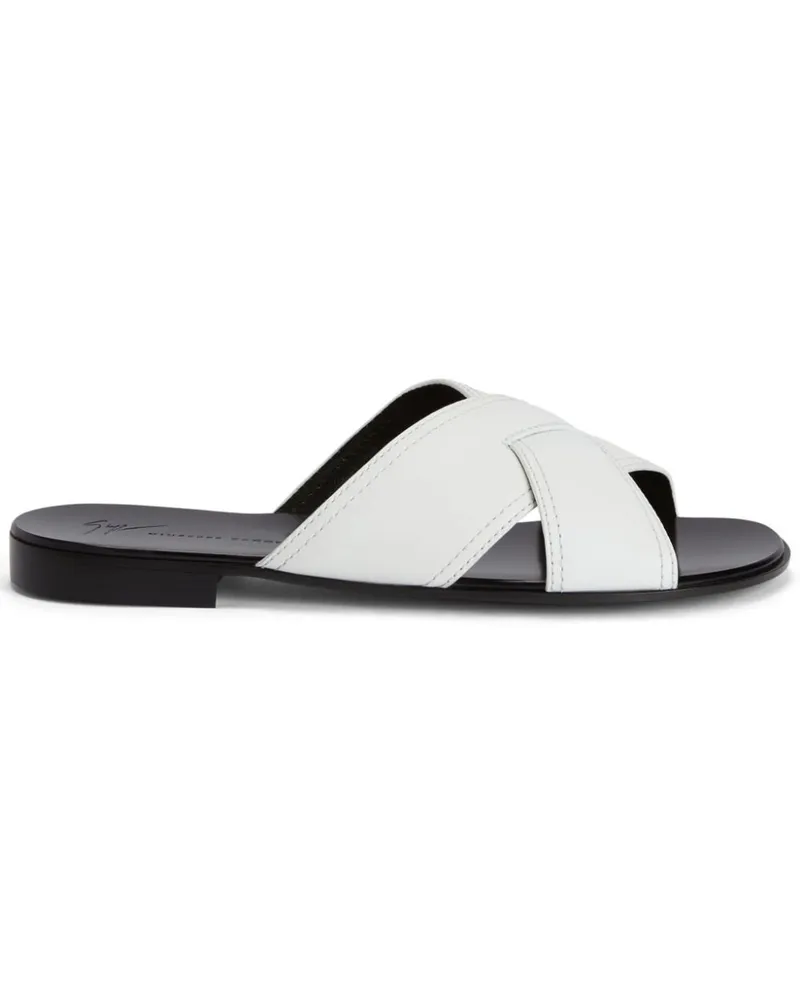 Giuseppe Zanotti Flavio Pantoletten mit überkreuzten Riemen - Weiß Weiß