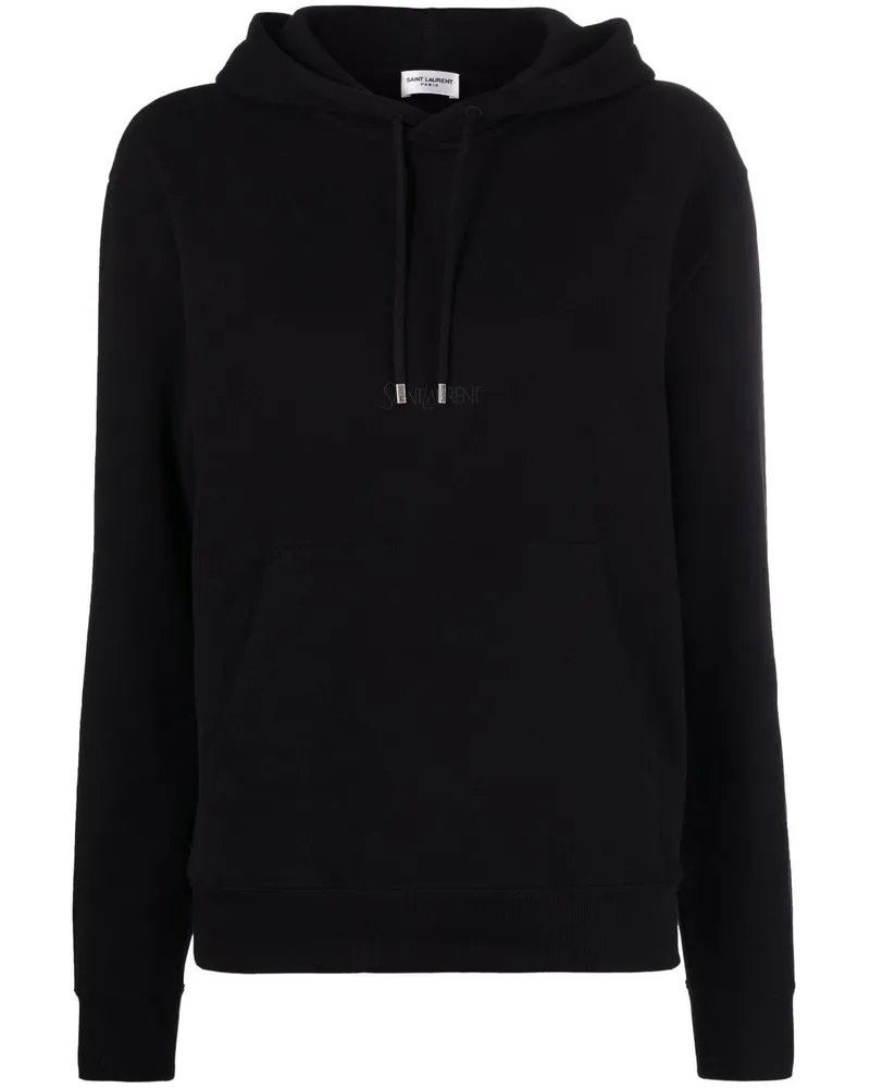 Saint Laurent Hoodie mit Logo-Print Schwarz