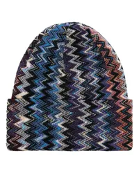 Missoni Beanie mit Zickzackmuster Blau