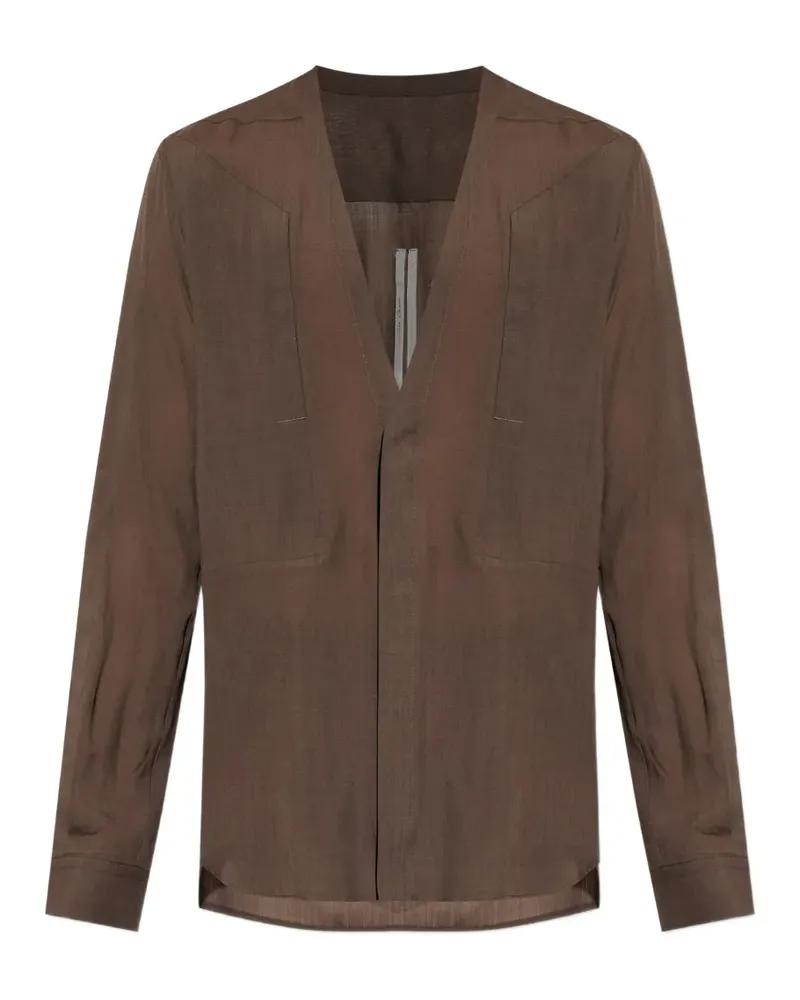Rick Owens V-neck long-sleeve shirt - Braun Braun