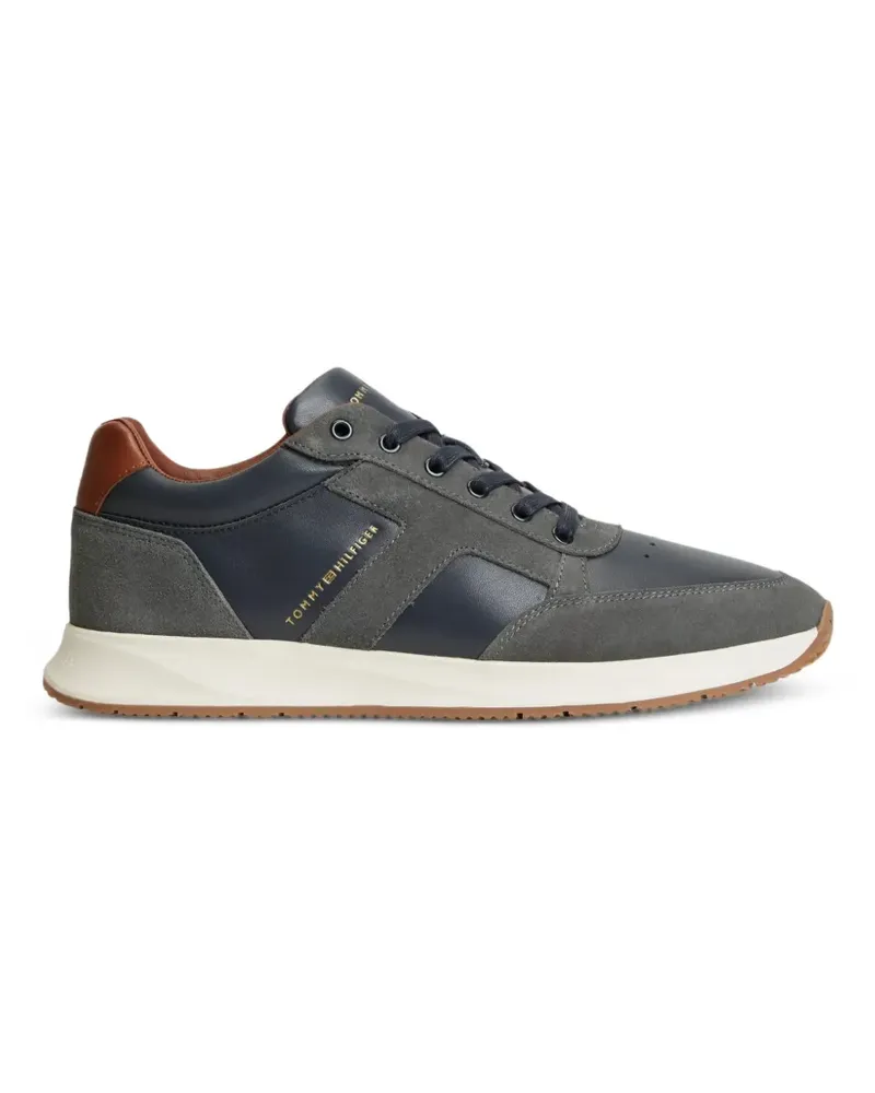 Tommy Hilfiger Ledersneakers mit verschiedenen Strukturen - Blau Blau