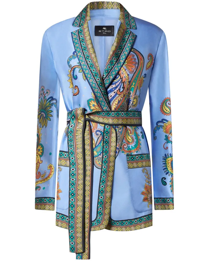 Etro Sakko aus Seidentwill - Blau Blau