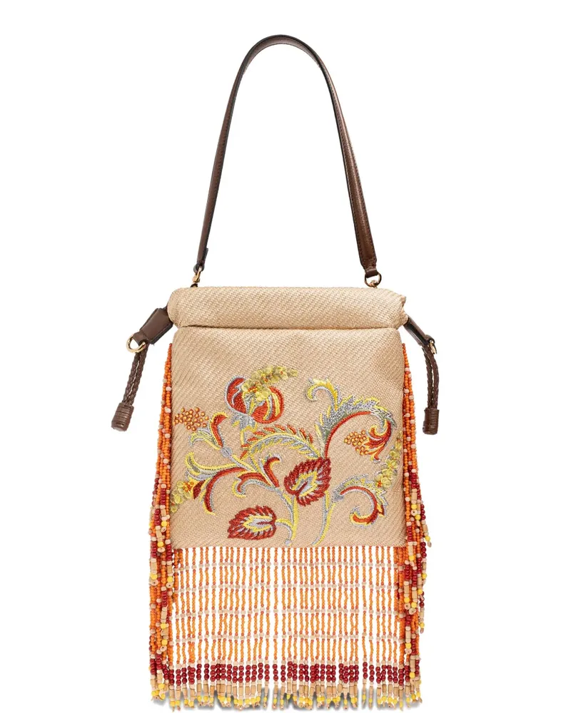 Etro small Kalispera embroidered tote bag - Nude Nude