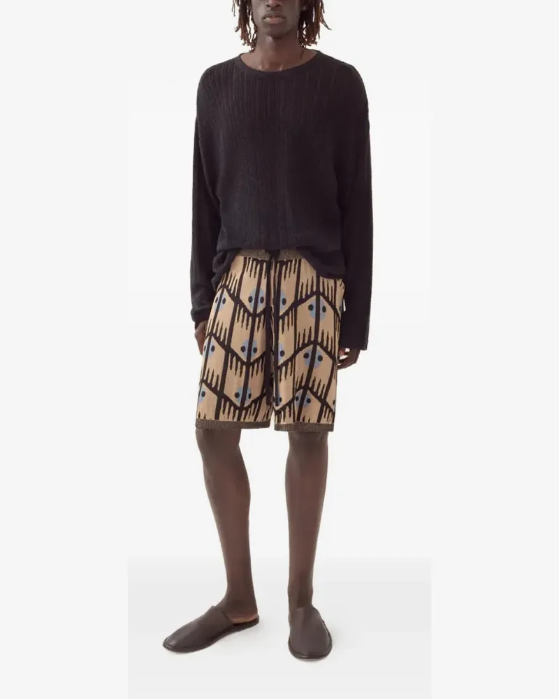 COMMAS geometric jacquard knitted shorts - Nude Nude