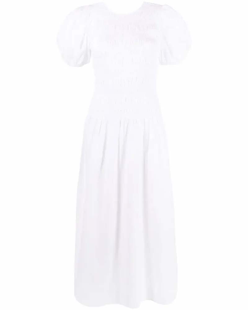 Ganni Klassisches Midikleid - Weiß Weiß