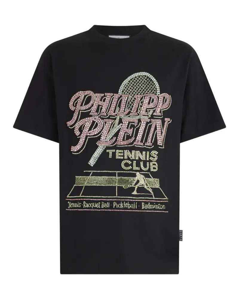 Philipp Plein Tennis Club T-Shirt mit rundem Ausschnitt - Schwarz Schwarz