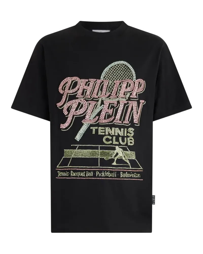 Philipp Plein Tennis Club T-Shirt mit rundem Ausschnitt - Schwarz Schwarz