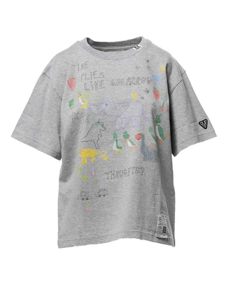 MIHARAYASUHIRO T-Shirt mit Kritzel-Print - Grau Grau
