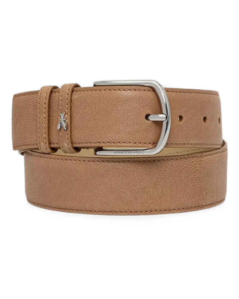 Patrizia Pepe logo-plaque grained-leather belt - Braun Braun