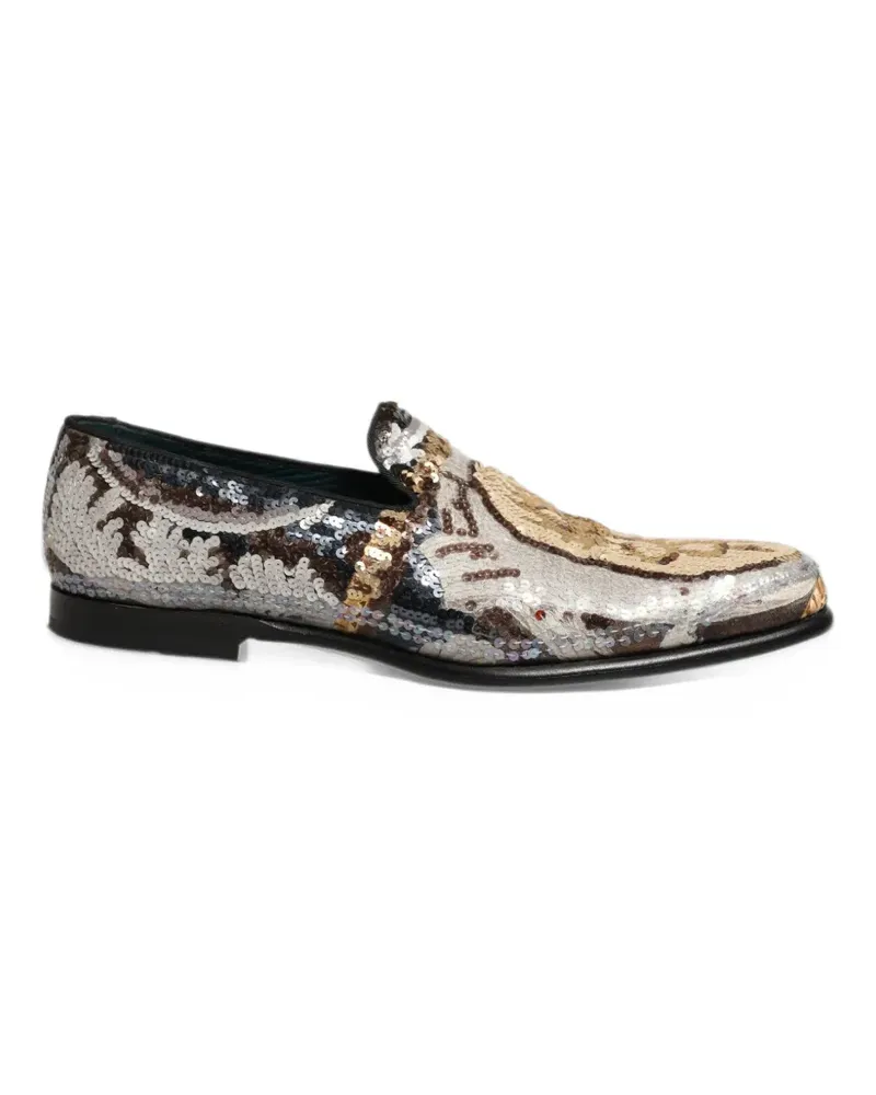 Dolce & Gabbana sequin-embroidered loafers - Silber Silber