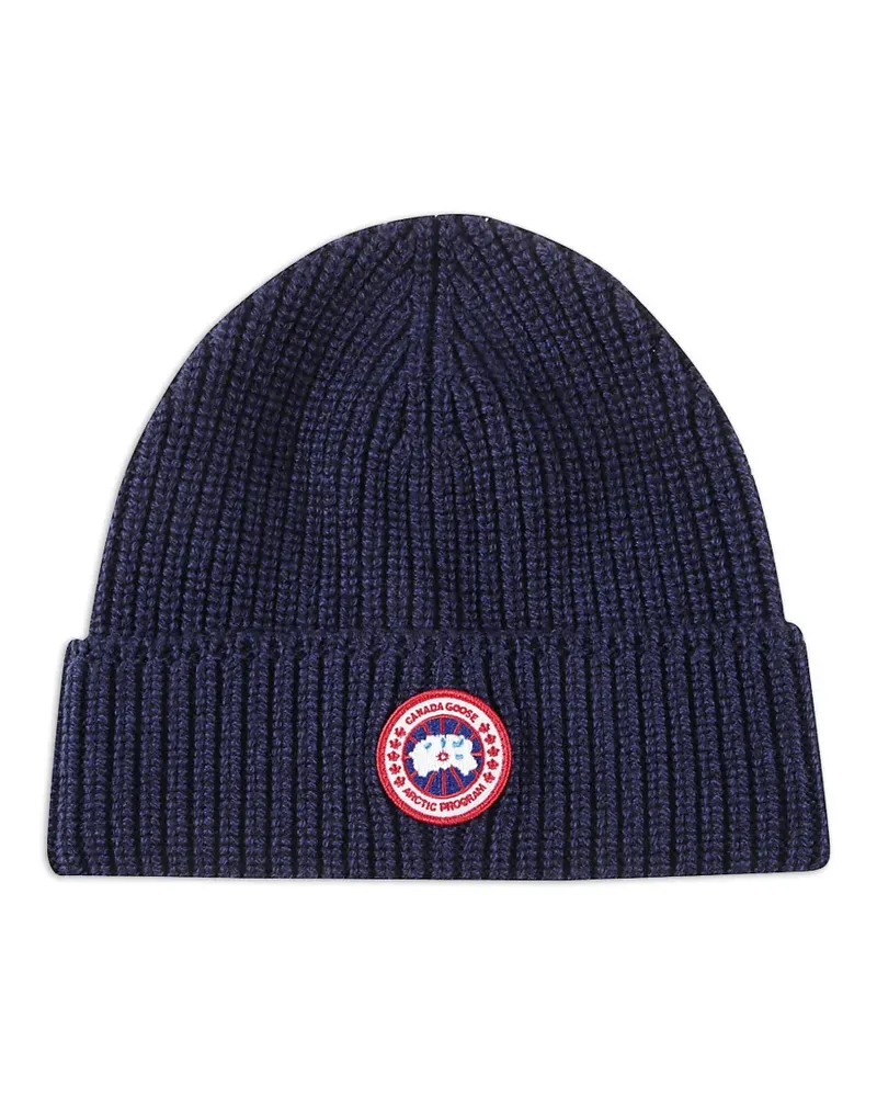 Canada Goose ribbed logo-patch beanie - Blau Blau