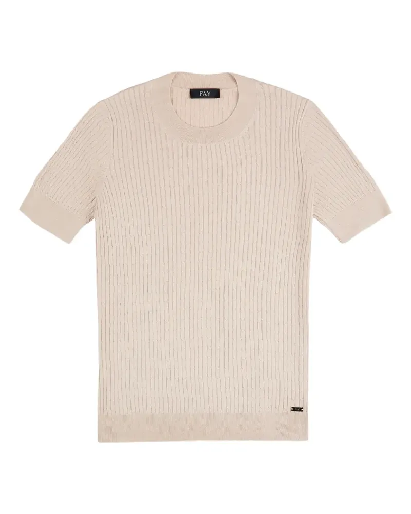 Fay cable-knit short-sleeve top - Nude Nude