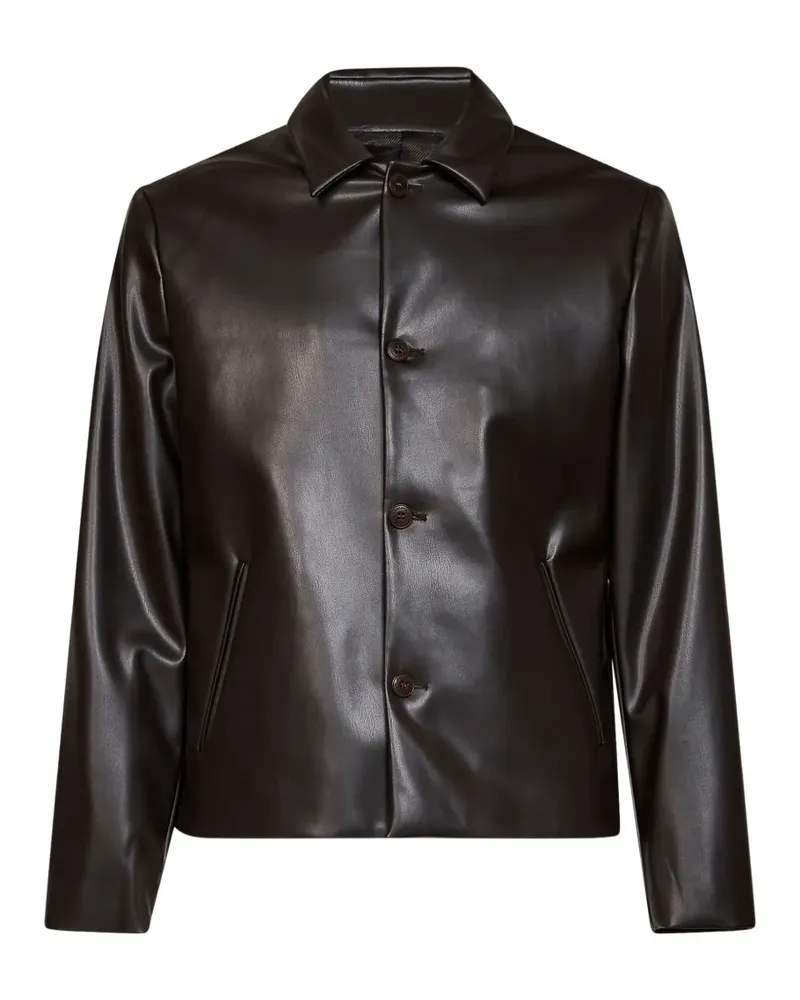 Costumein button-up faux-leather jacket - Braun Braun