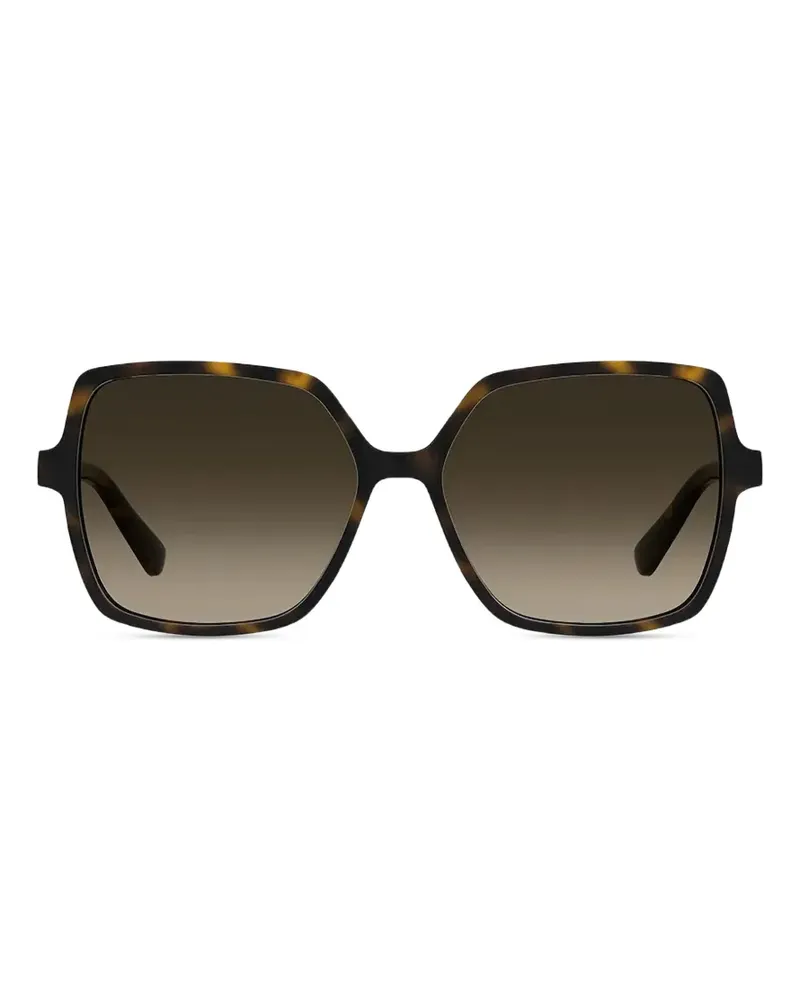 Moschino tortoiseshell-effect geometric-frame sunglasses - Braun Braun