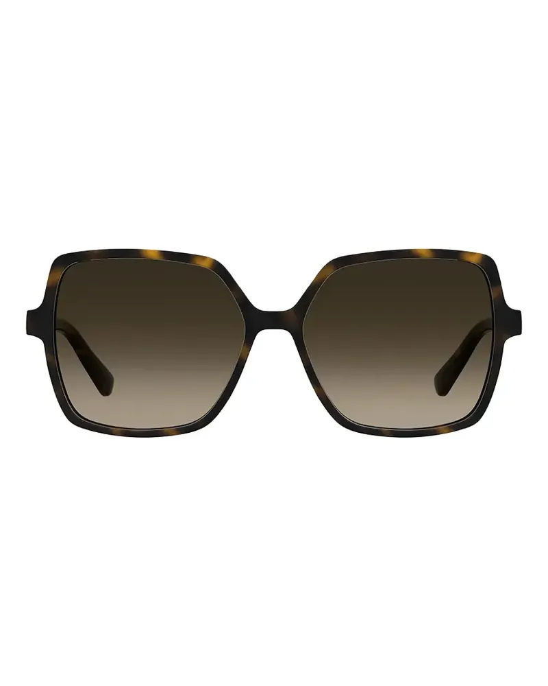 Moschino tortoiseshell-effect geometric-frame sunglasses - Braun Braun