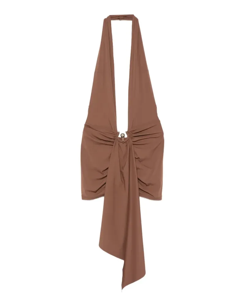 Christopher Esber Pierced Orbit V-neck mini dress - Braun Braun