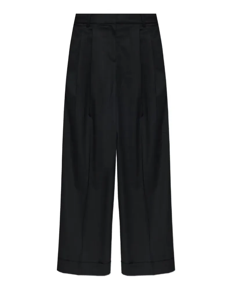 Ganni Wide-Leg-Hose mit Bundfalten - Schwarz Schwarz