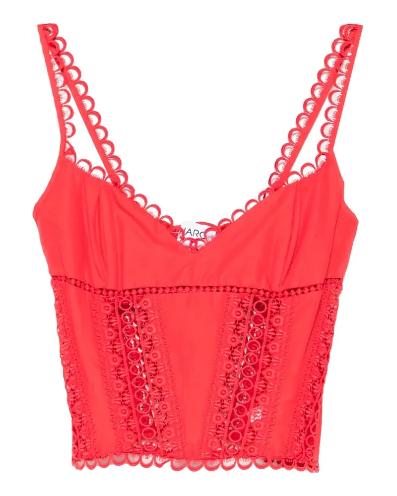 Charo Ruiz Poppy scalloped-trim lace-insert top - Rot Rot