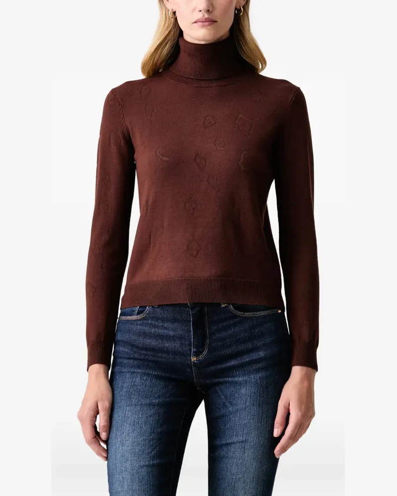 Fracomina Gemusterter Rollkragenpullover - Braun Braun
