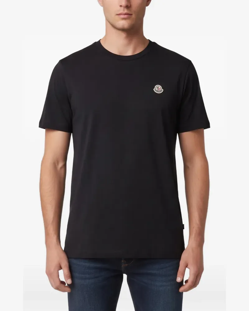 Moncler T-Shirt mit Logo-Patch - Blau Blau