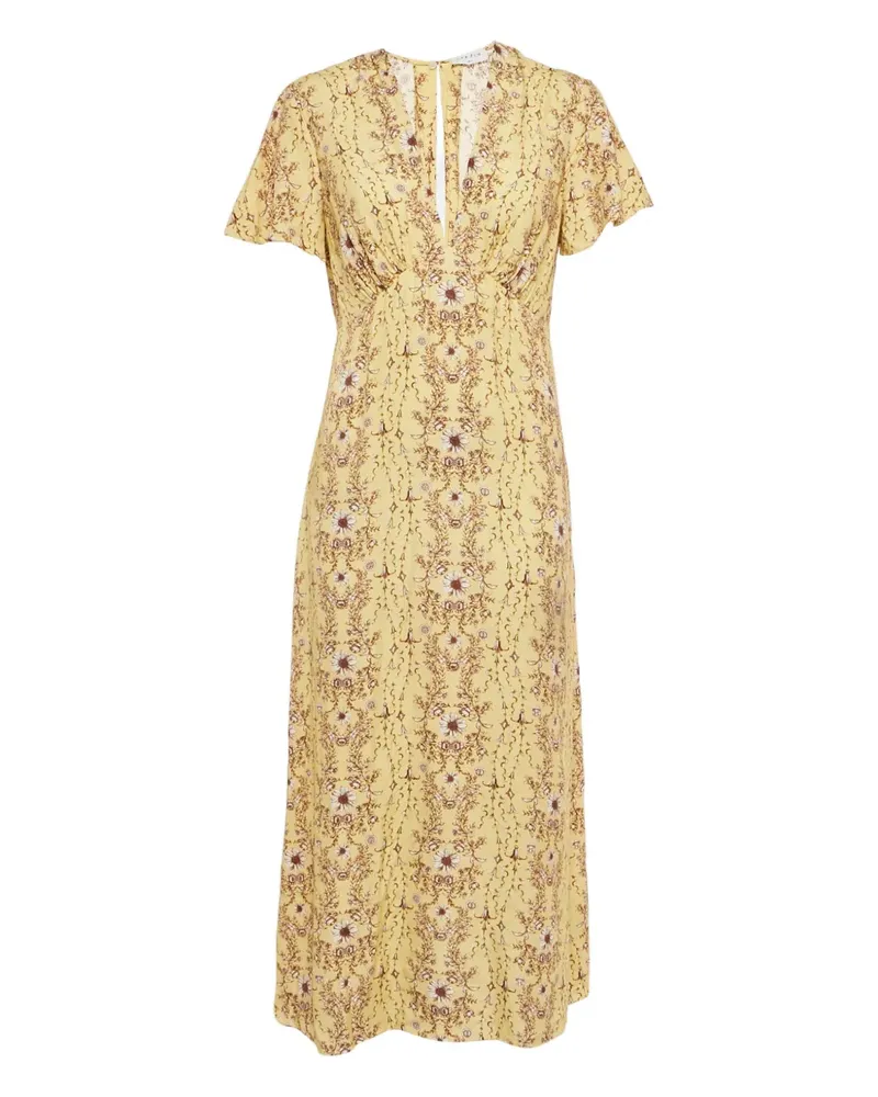 Sandro Kleid mit Blumen-Print - Gelb Gelb