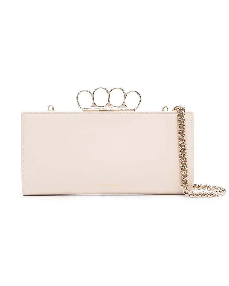 Alexander McQueen Clutch mit Schlagring-Griff Nude