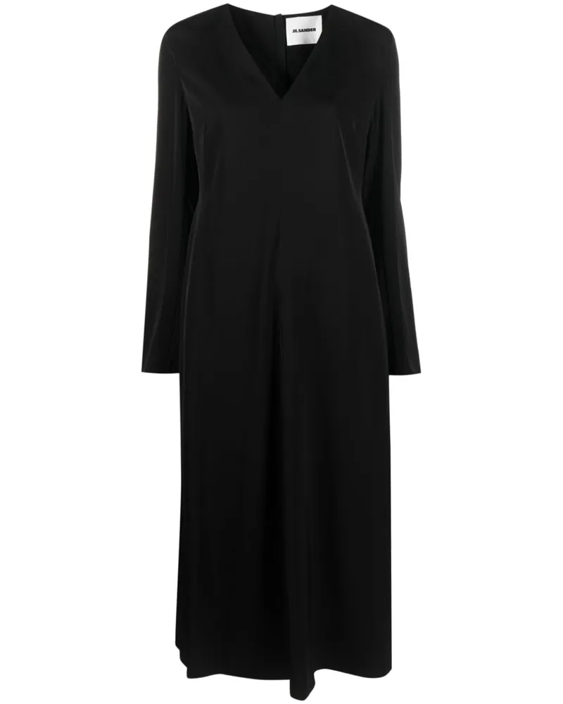 Jil Sander Midikleid mit langen Ärmeln - Schwarz Schwarz