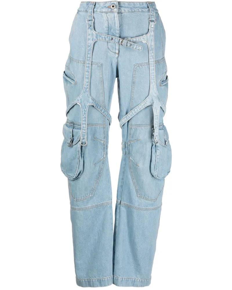 OFF-WHITE Bleach Cargo Wide-Leg-Jeans - Blau Blau