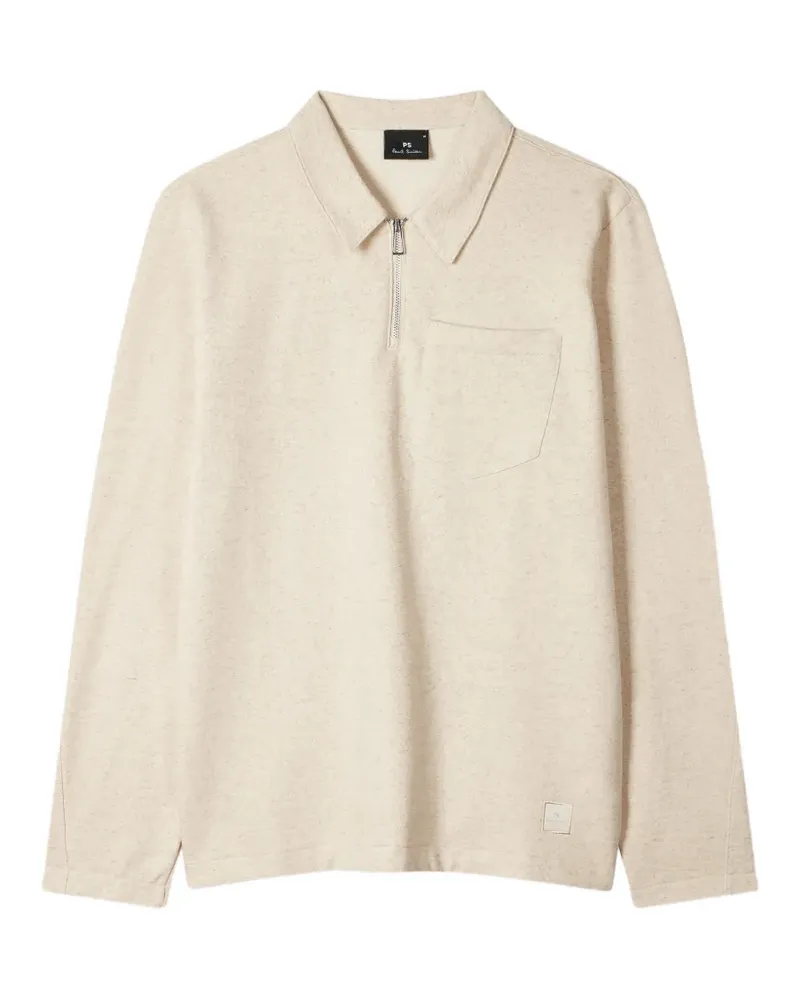 Paul Smith zipped patch-pocket polo shirt - Nude Nude