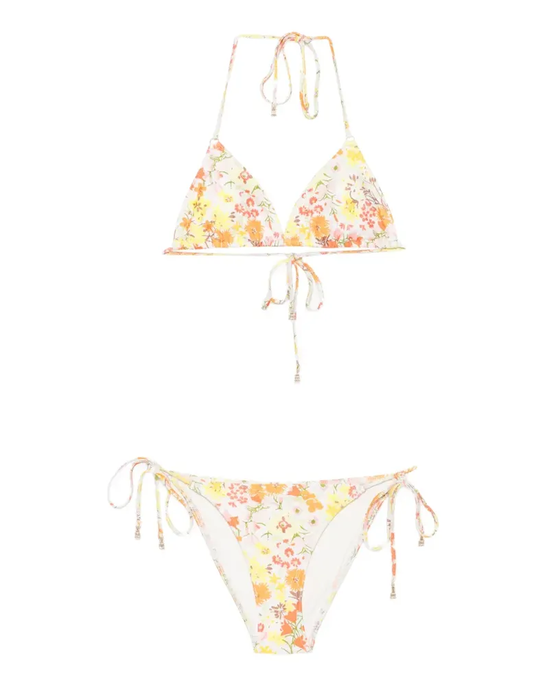 Zimmermann Solstice Bikini mit Blumenprint - Weiß Weiß