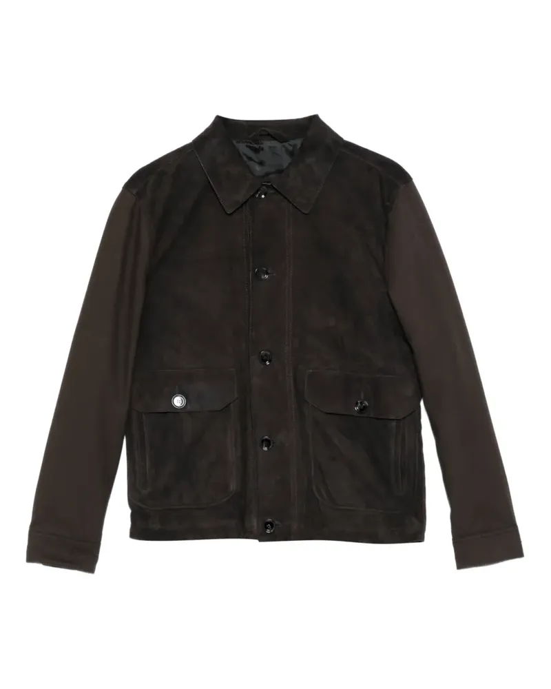 Brioni Lederjacke mit Kragen - Braun Braun