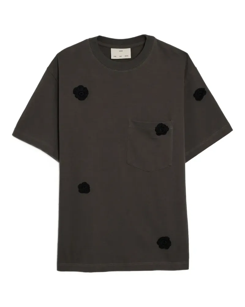 Song For The Mute T-Shirt mit Blumenapplikation - Grau Grau