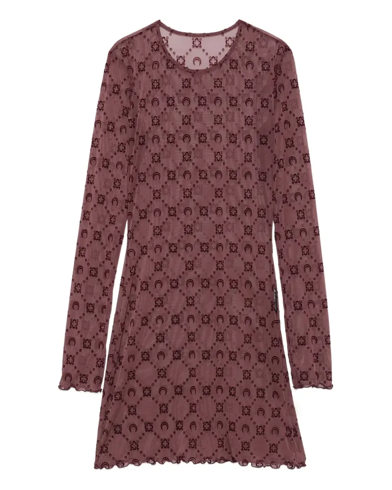 Marine Serre long-sleeve patterned mini dress - Violett Violett