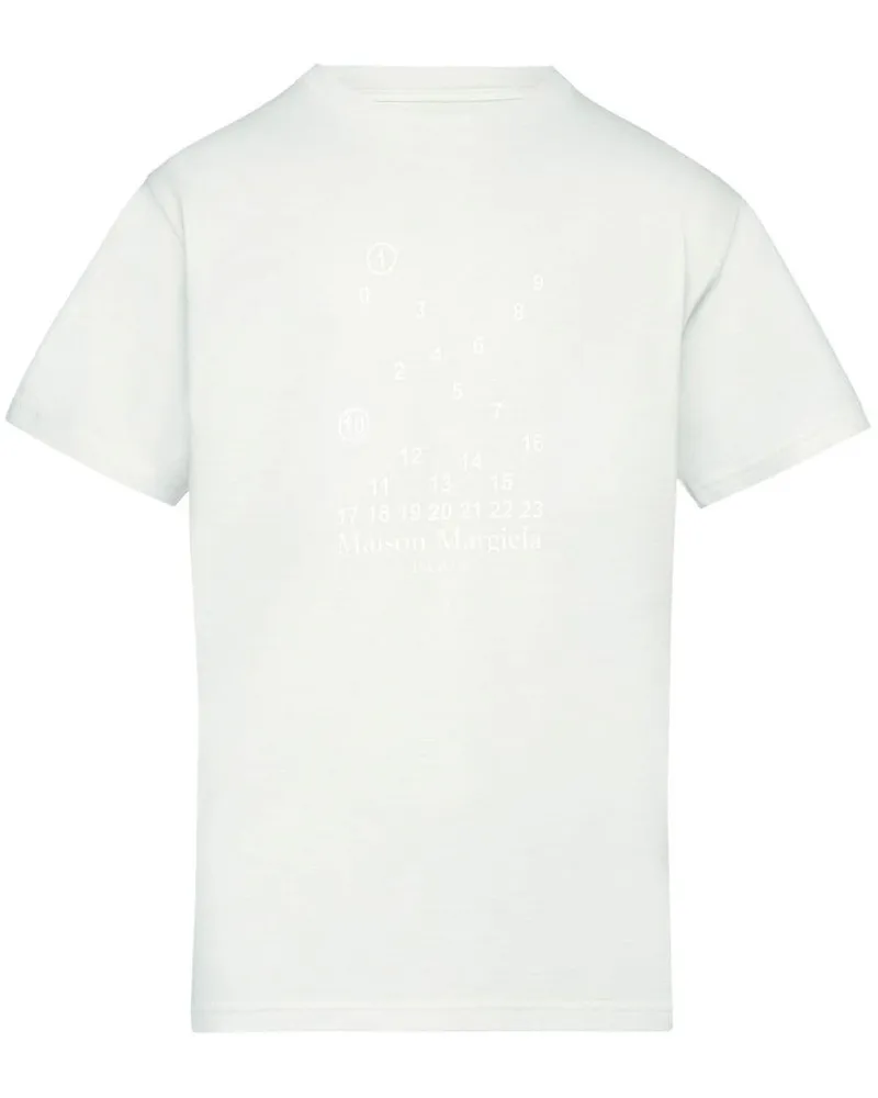 Maison Margiela Numeric Cropped-T-Shirt mit Logo-Print Weiß