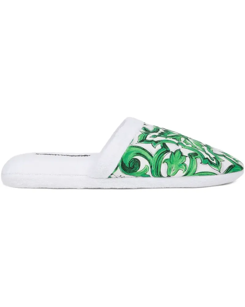 Dolce & Gabbana Slipper mit Mediterraneo-Print - Grün Grün
