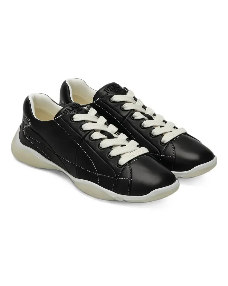 Prada topstitched leather sneakers - Schwarz Schwarz