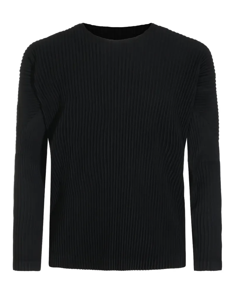 Issey Miyake Plissiertes Langarmshirt - Schwarz Schwarz