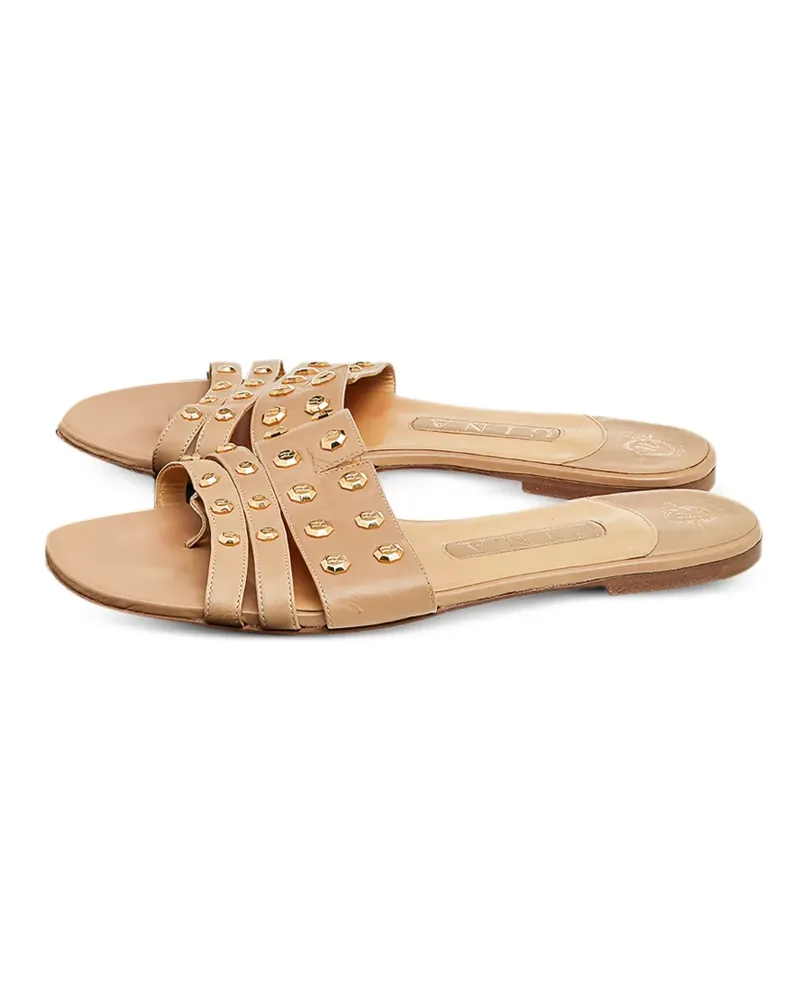 Gina embellished slide sandals - Nude Nude