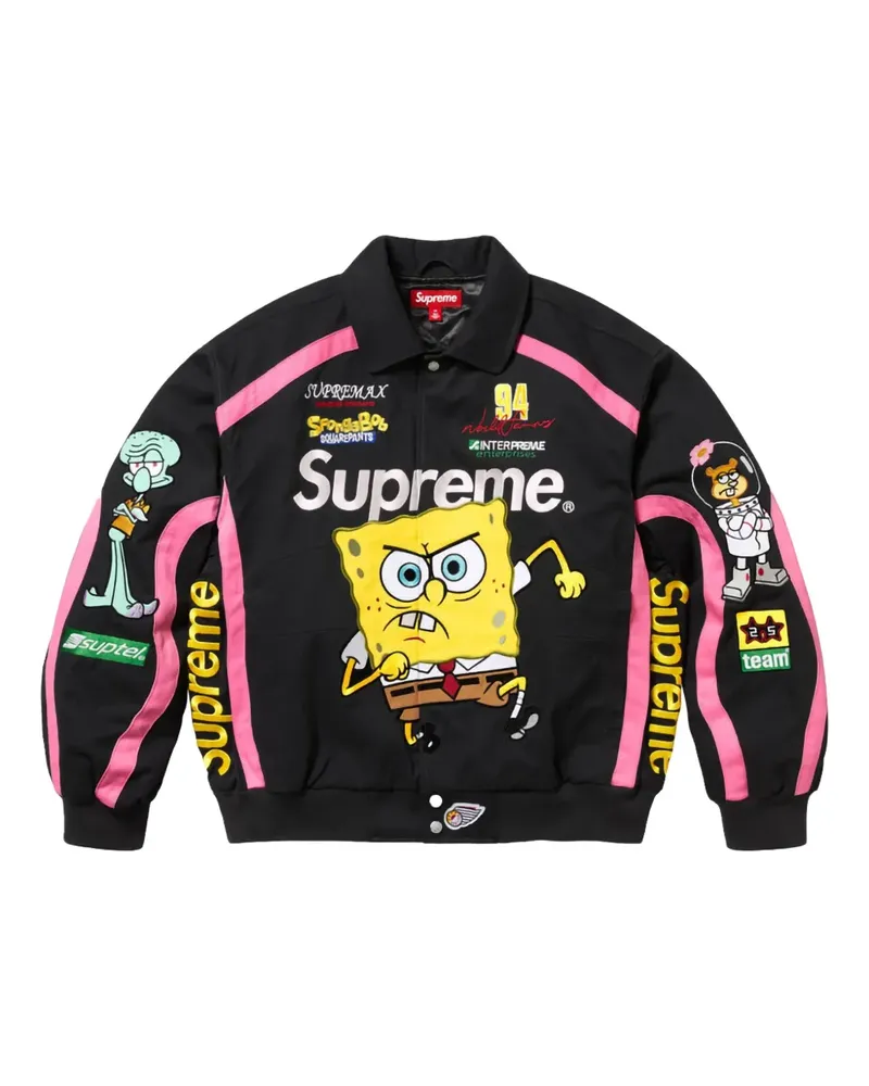 Supreme Being x SpongeBob Square Pants Jeff Hamilton Jacke im Racing-Look - Schwarz Schwarz