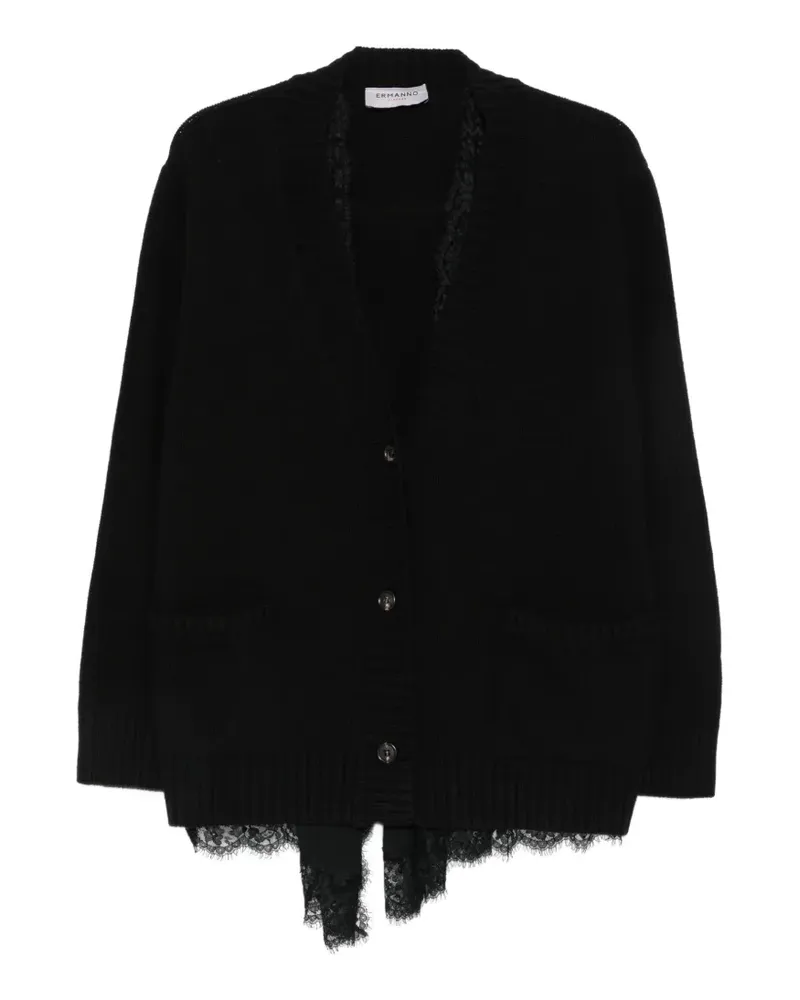 Ermanno Scervino lace-trim button-up cardigan - Schwarz Schwarz