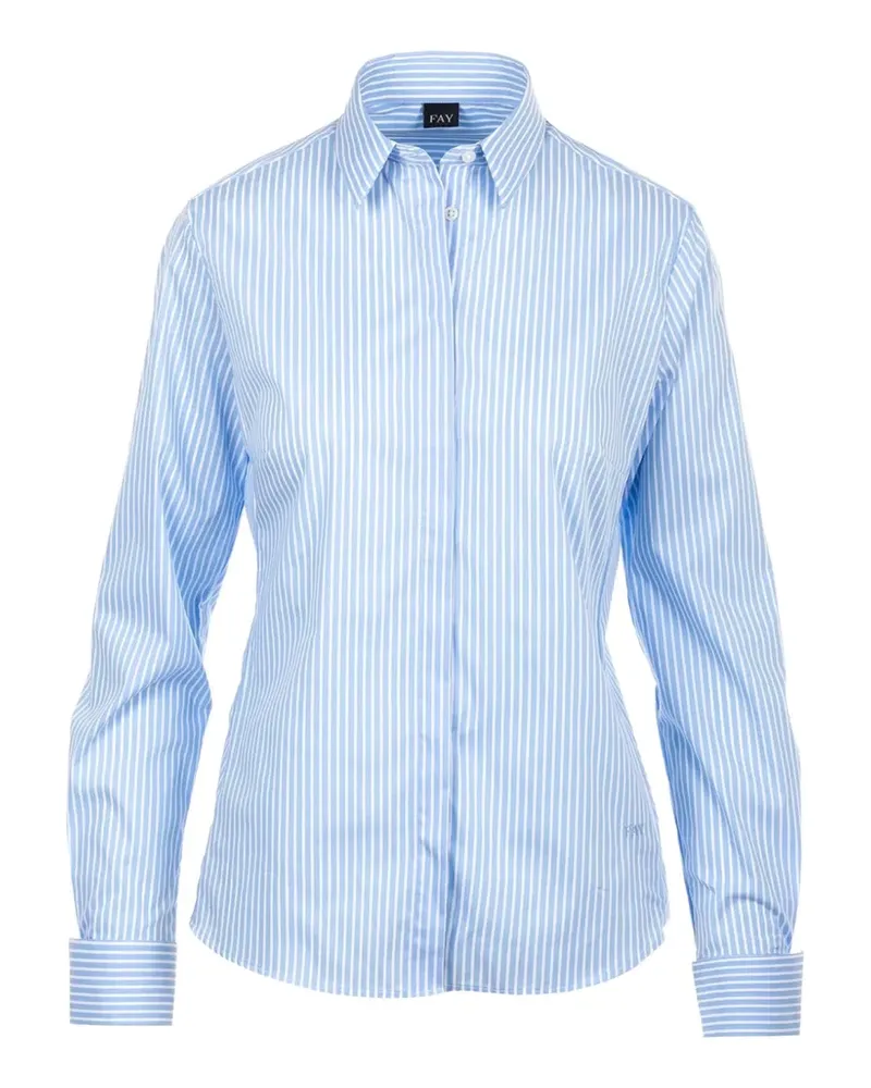 Fay striped turned-up cuffs shirt - Blau Blau
