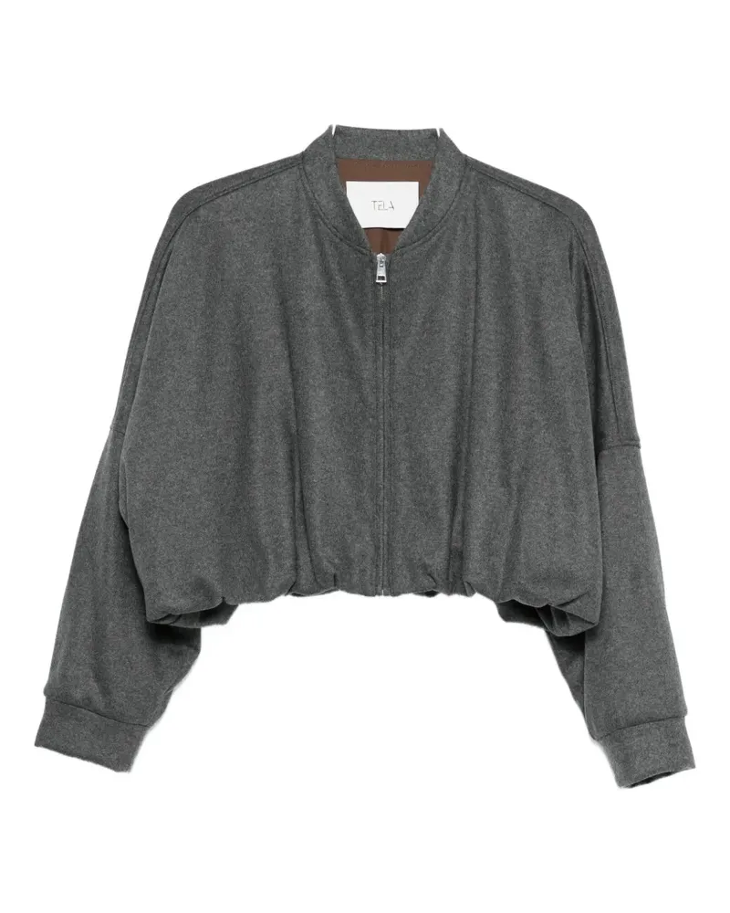 TELA Cropped-Bomberjacke aus Flanell - Grau Grau