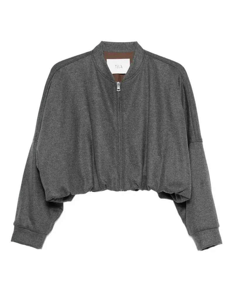 TELA Cropped-Bomberjacke aus Flanell - Grau Grau