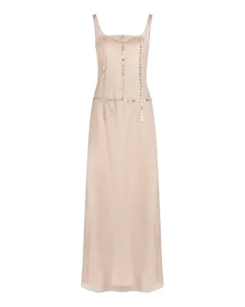 STAUD Greta button-embellished sleeveless maxi dress - Nude Nude