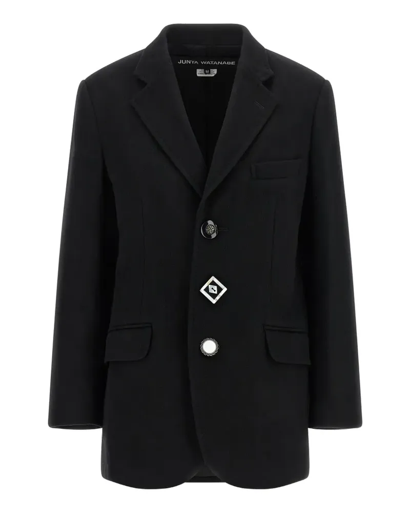 Junya Watanabe Einreihiger Mantel mit Schmuckknöpfen - Schwarz Schwarz