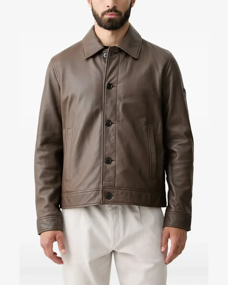 JOOP! leather button-up jacket - Braun Braun