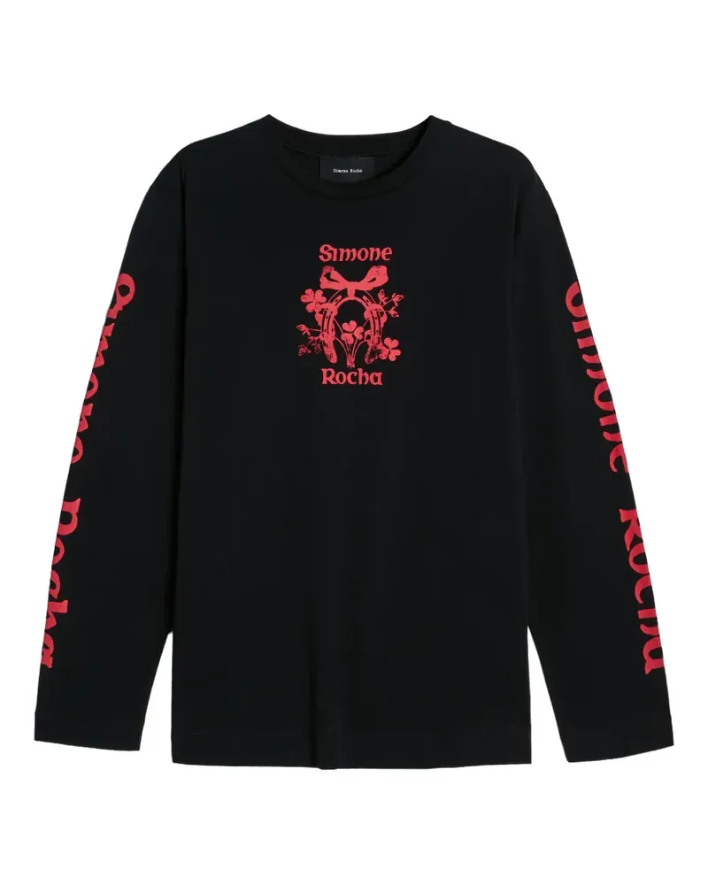 Simone Rocha graphic-print long-sleeve T-shirt - Schwarz Schwarz